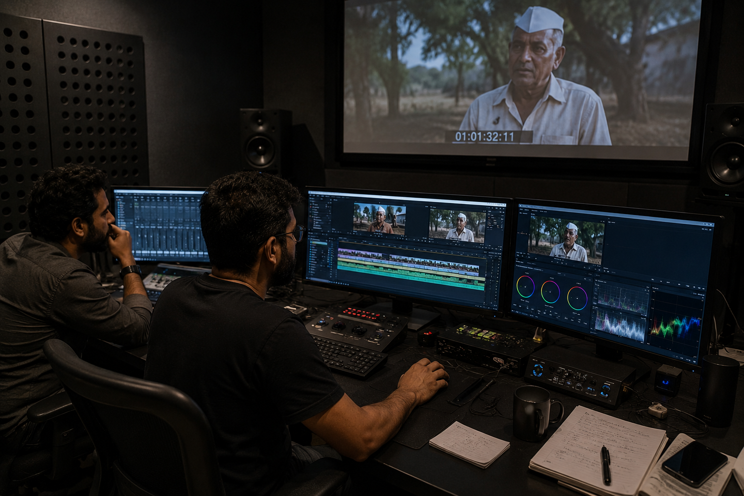 Refine phase — post-production editing, colour and audio finishing